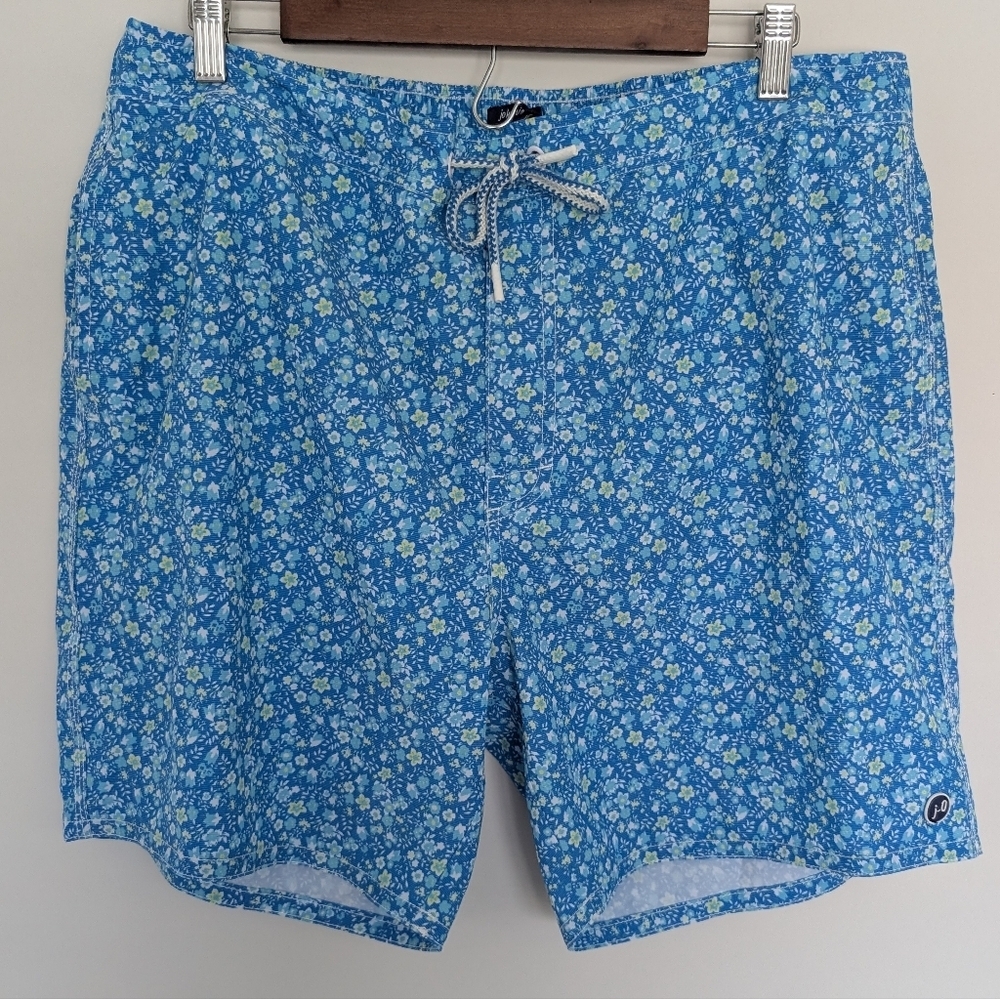 Johnnie-O Men's Riptide Blue Tyndall Floral  Graphic Print Swim Trunks Size XL